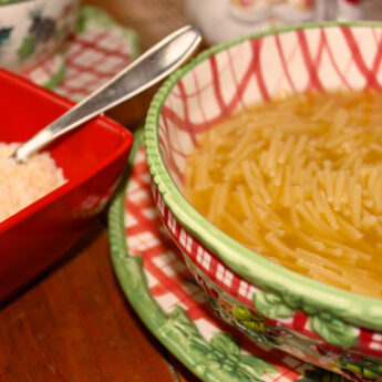 Homemade Italian pasta noodle soup