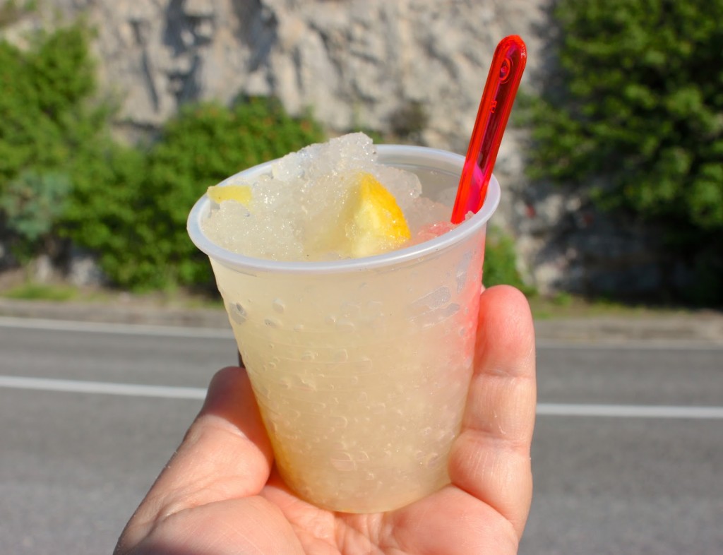 lemon granita enjoyed while driving along the steep cliffs of the Amalfi Coast, Italy