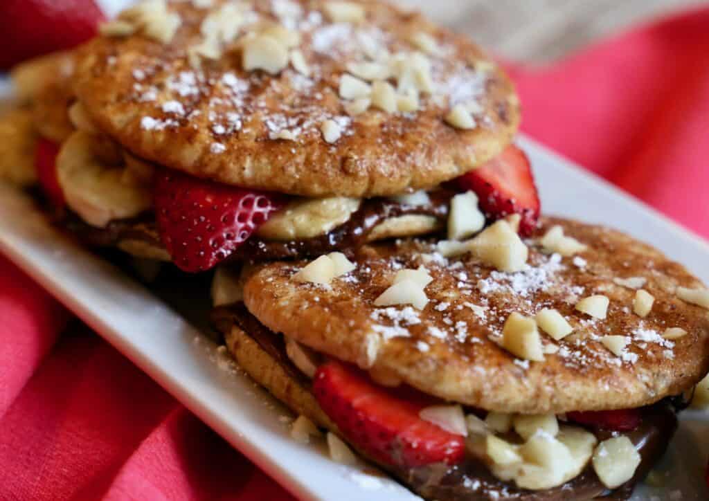 Nutella Panini with Bananas, Strawberries, and Macadamia Nuts ~ 