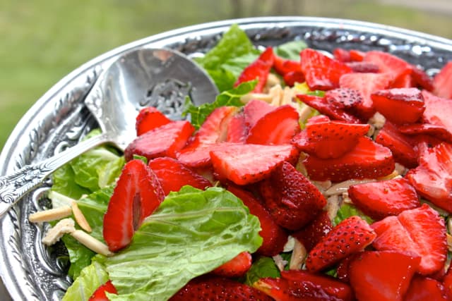 Fresh Strawberry And Romaine Salad With Poppy Seed Dressing