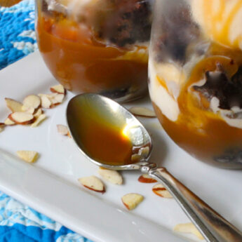 Espresso Brownie Parfaits with Amaretto Ice Cream & Salted Caramel Sauce