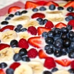 Memorial Day Sugar Cookie Crusted Red, White & Blue Fruit Pizza