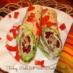 turkey, pesto and sun-dried tomato wrap