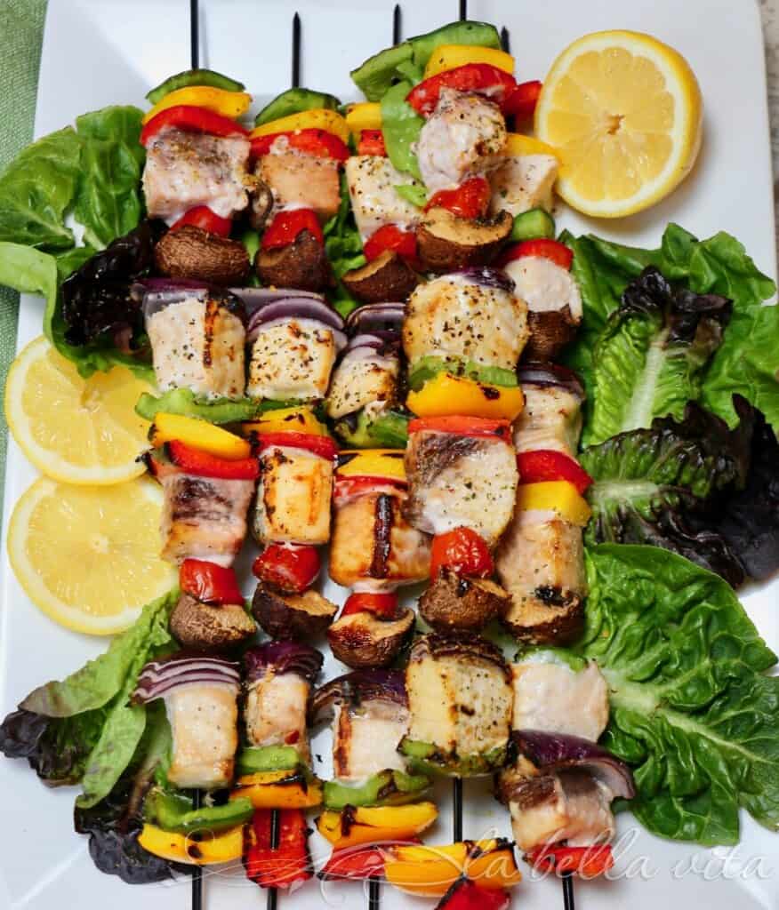 KETO Italian Grilled Swordfish Skewer Kabobs