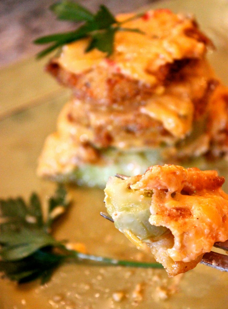 fried green tomato stack with pimento cheese