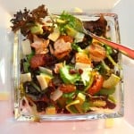 salmon and mixed greens salad