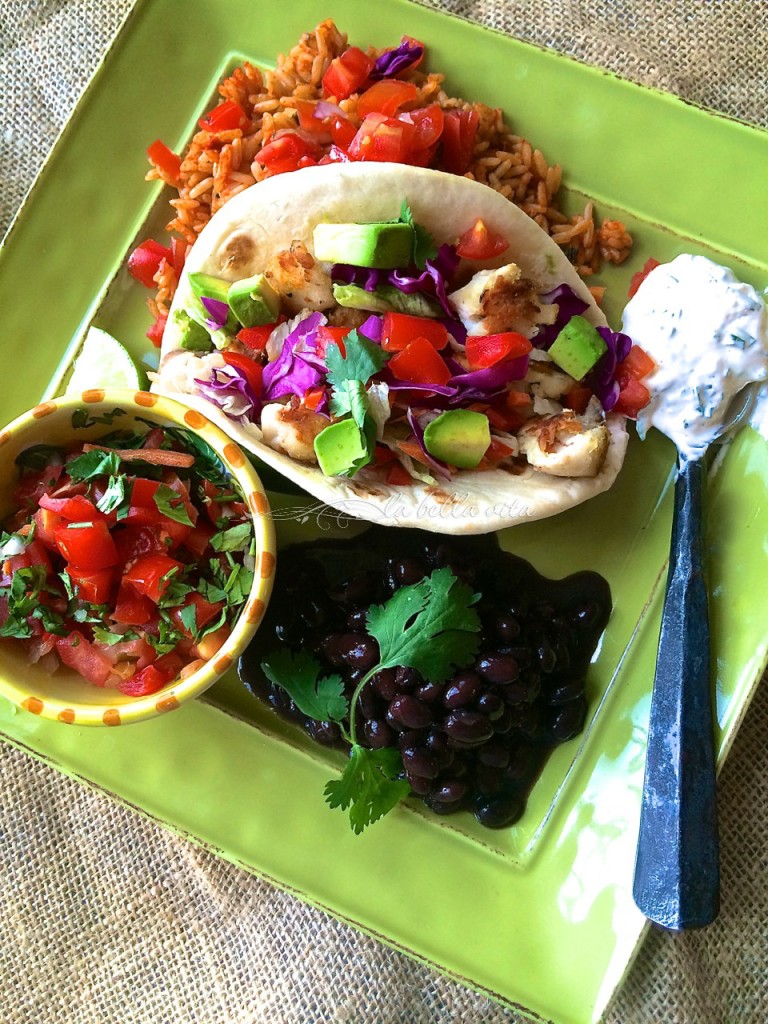 Baja Fish Tacos with Chipotle, Cilantro and Lime Crema