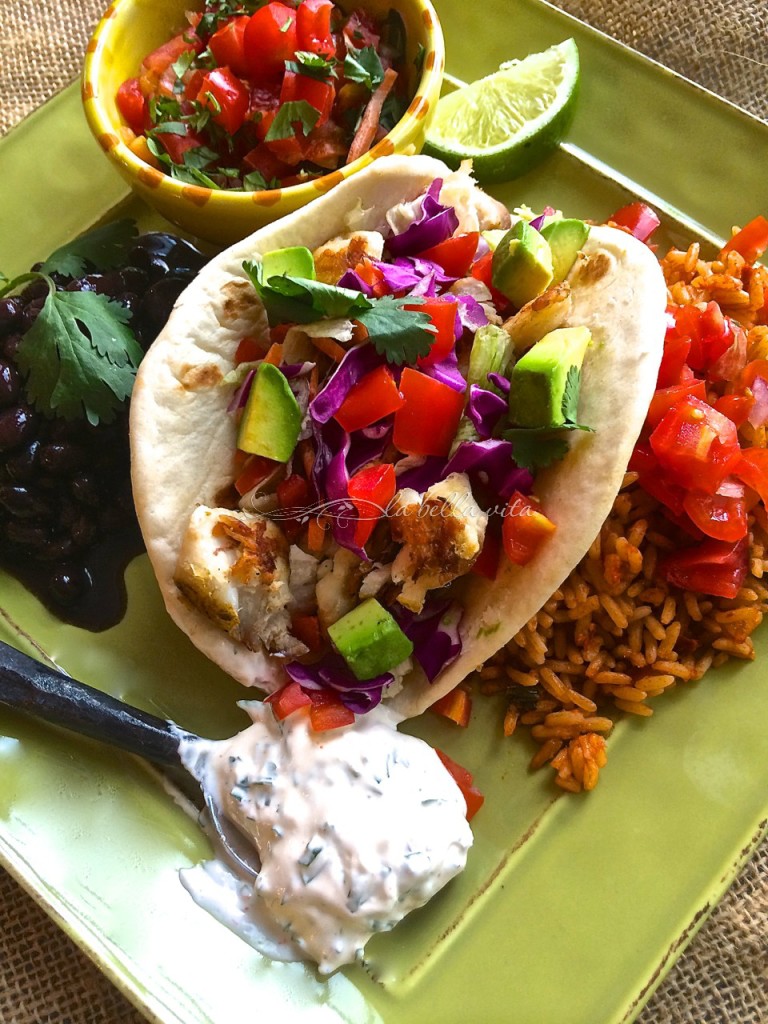 Baja Fish Tacos with Chipotle, Cilantro and Lime Crema