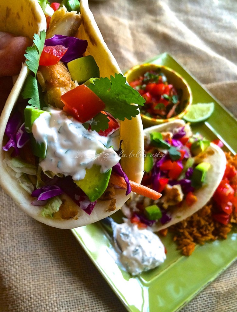 Baja Fish Tacos with Chipotle, Cilantro & Lime Crema