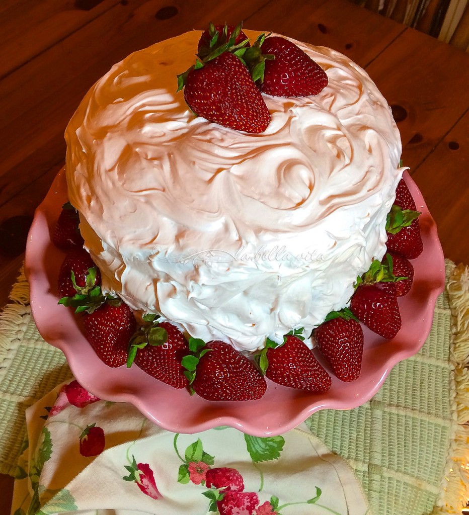 Strawberry Layer Cake with Italian Meringue Buttercream