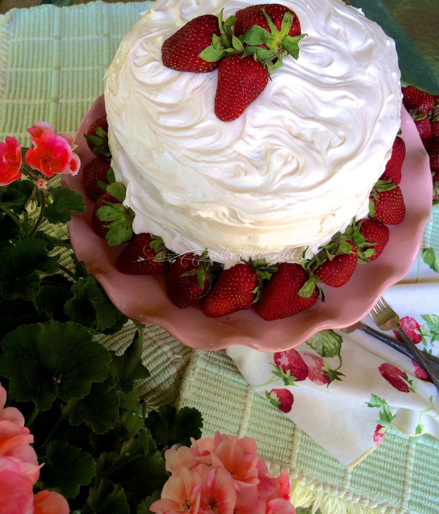 Strawberry Layer Cake with Italian Buttercream