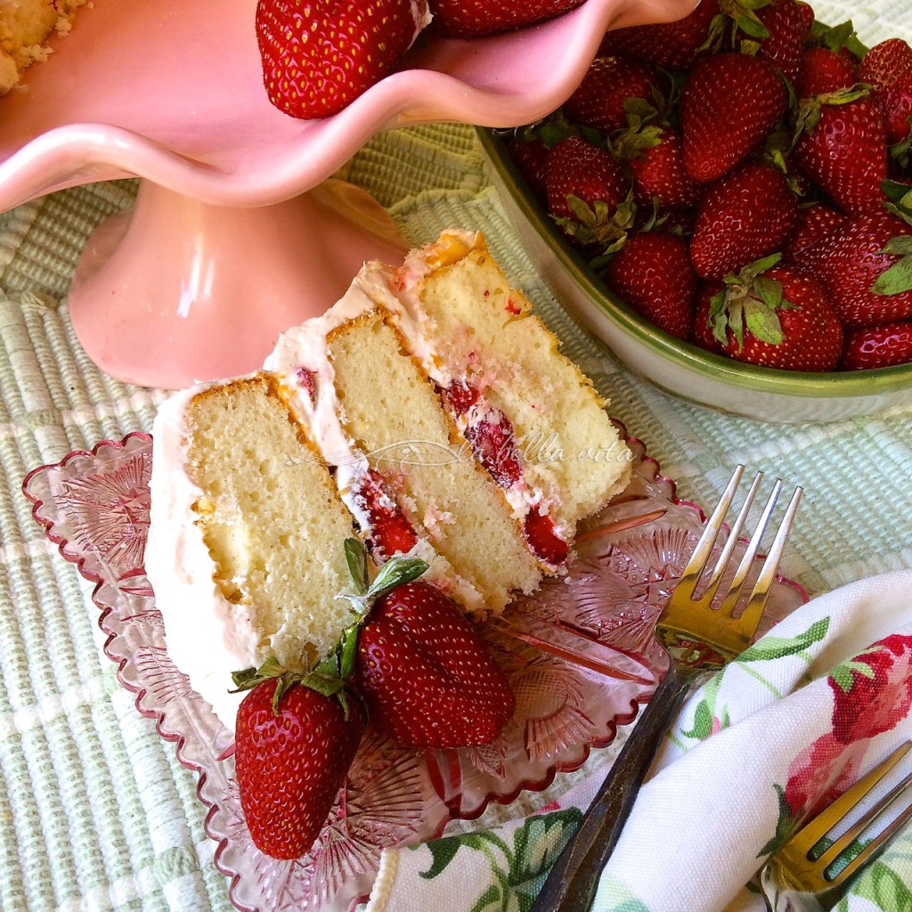 Strawberry Layer Cake with Italian Meringue Buttercream