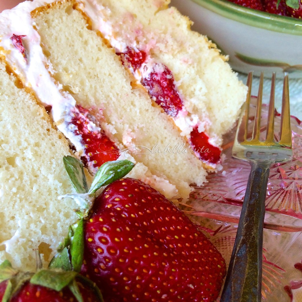 Strawberry Layer Cake with Italian Meringue Buttercream