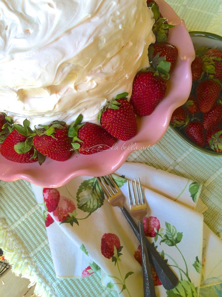 Strawberry Layer Cake with Italian Meringue Buttercream