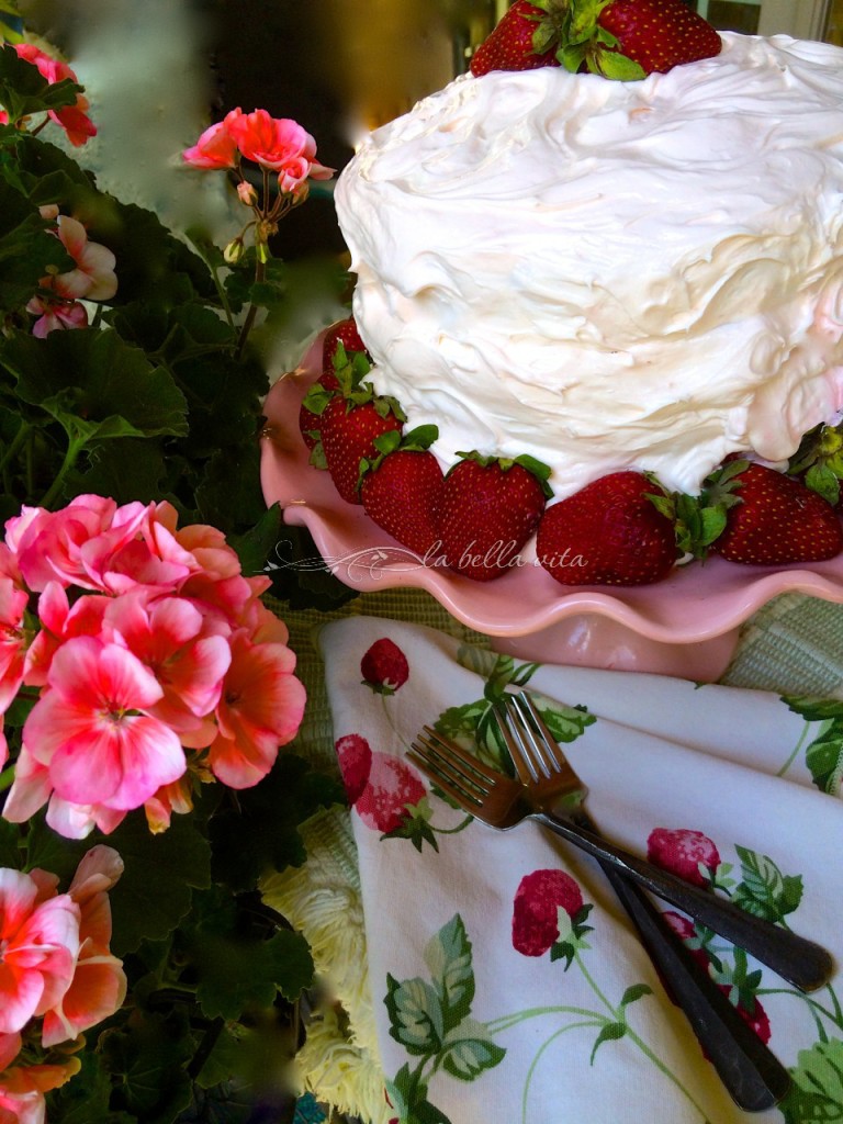Strawberry Layer Cake with Italian Meringue Buttercream