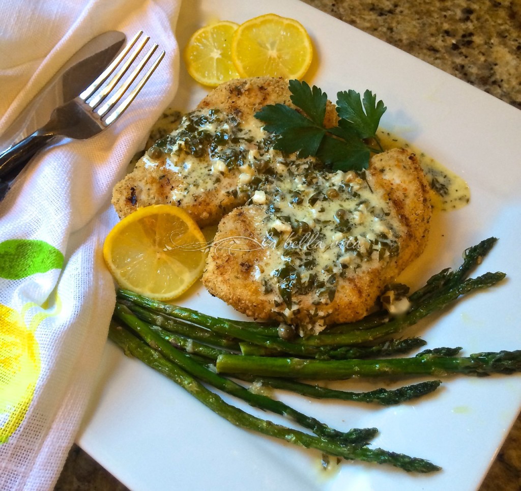 Grilled Italian Swordfish with Cream and Lemon Caper Sauce