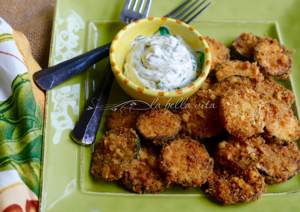 Crispy Garlic Parmesan Zucchini Chips with Roasted Garlic and Basil Aioli