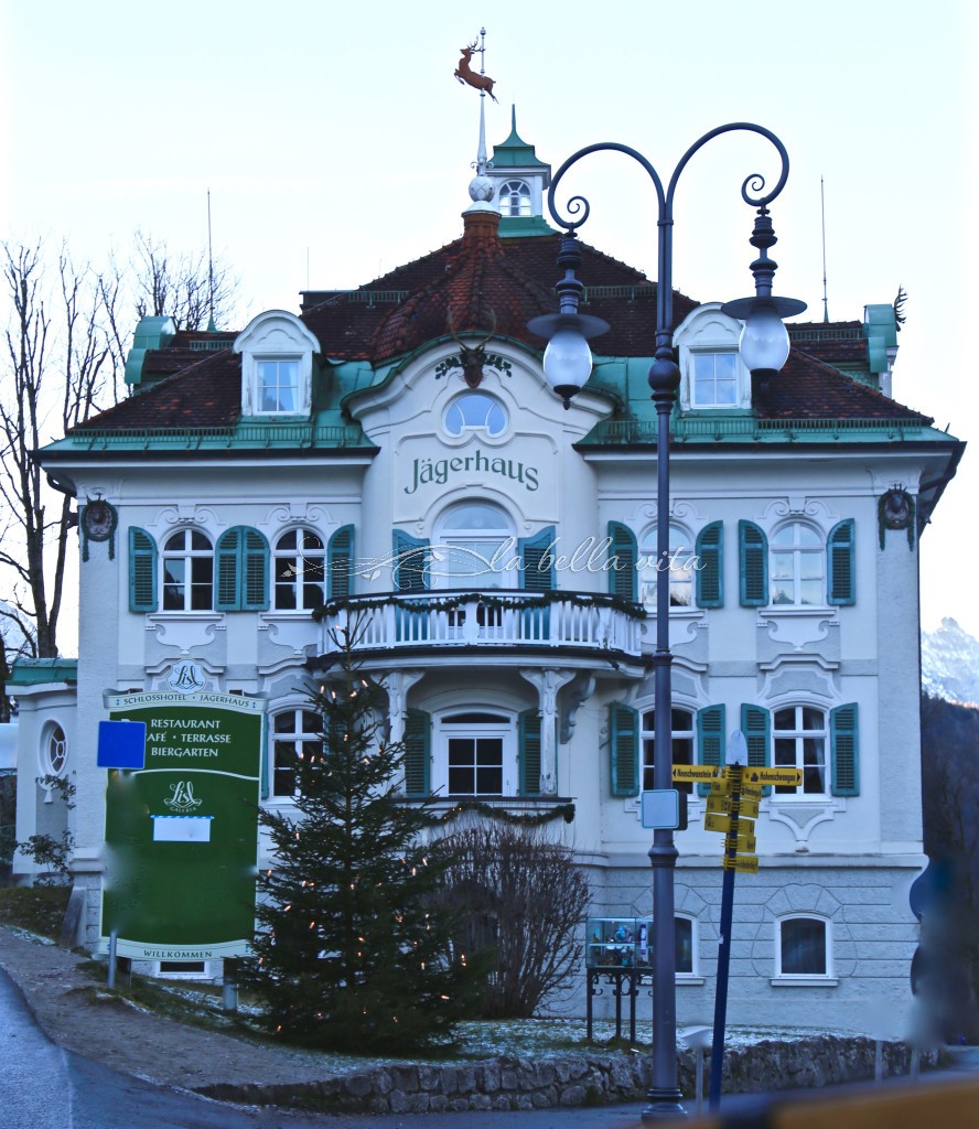 pretty architecture of a tourist stop at the base of the mountain