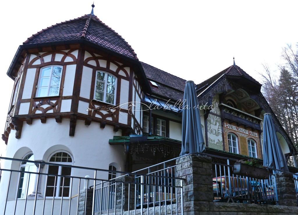 a quaint mountainside tavern on the way up to the castle