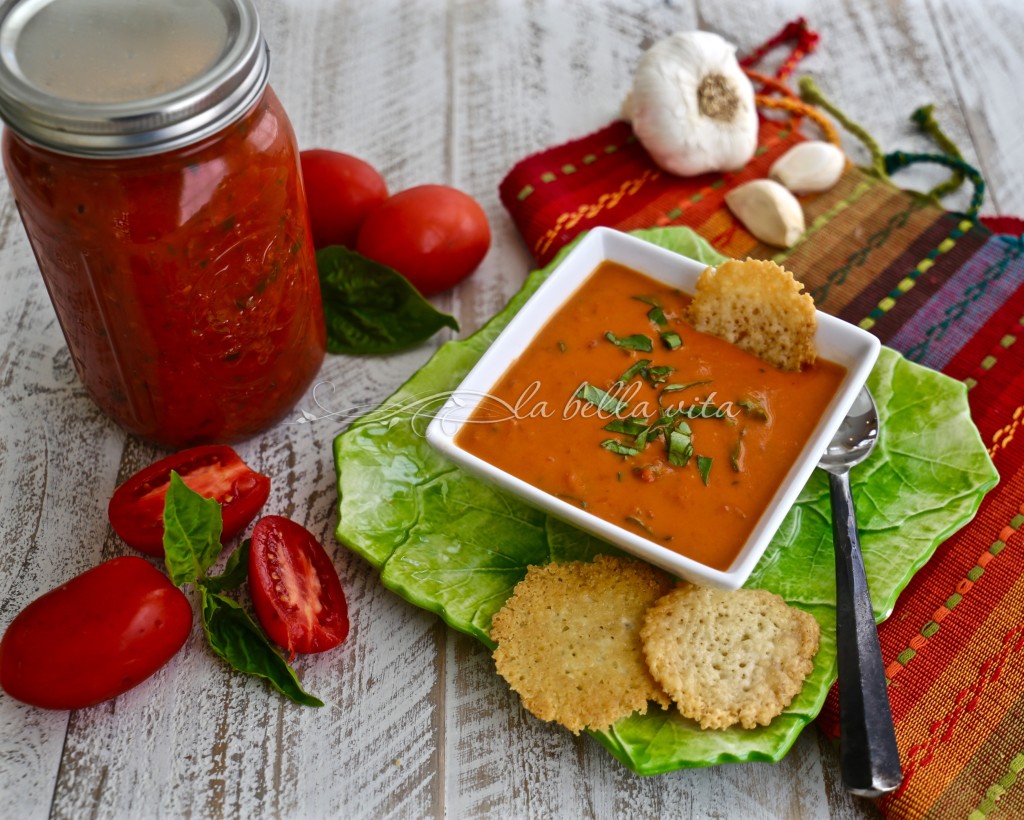 Roasted Tomato Bisque with Parmesan Crisps