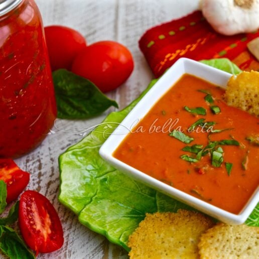 Roasted Tomato Bisque with Parmesan Crisps