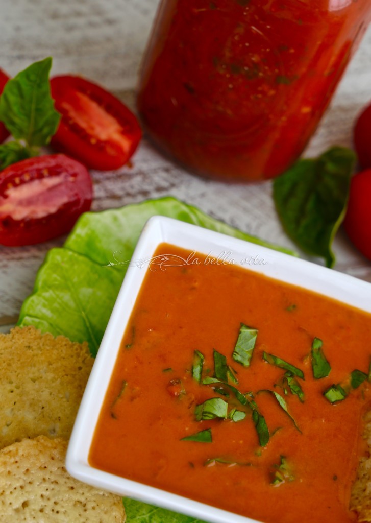 Roasted Tomato Bisque with Parmesan Crisps