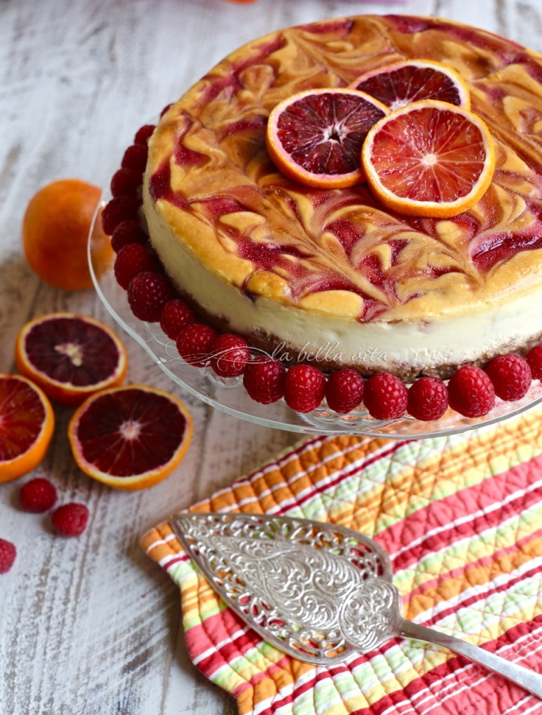 Blood Orange and Raspberry Swirl Cheesecake