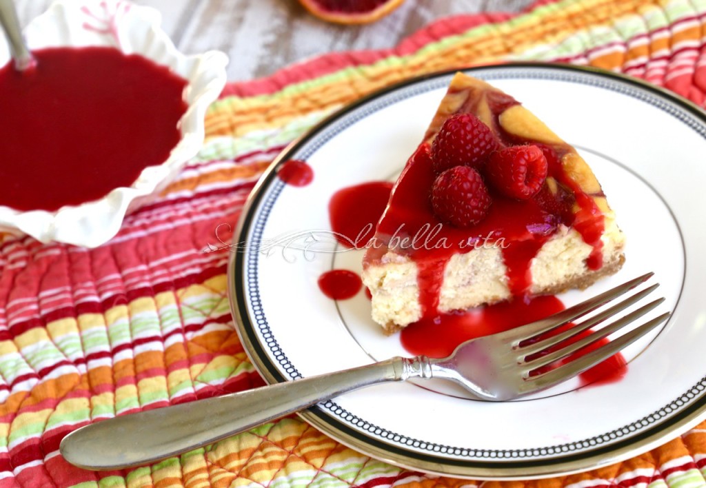 Blood Orange and Raspberry Swirl Cheesecake