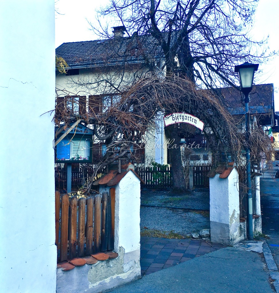 an outdoor biergarten asleep after a busy night