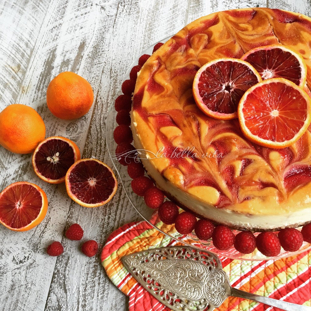 Blood Orange and Raspberry Swirl Cheesecake