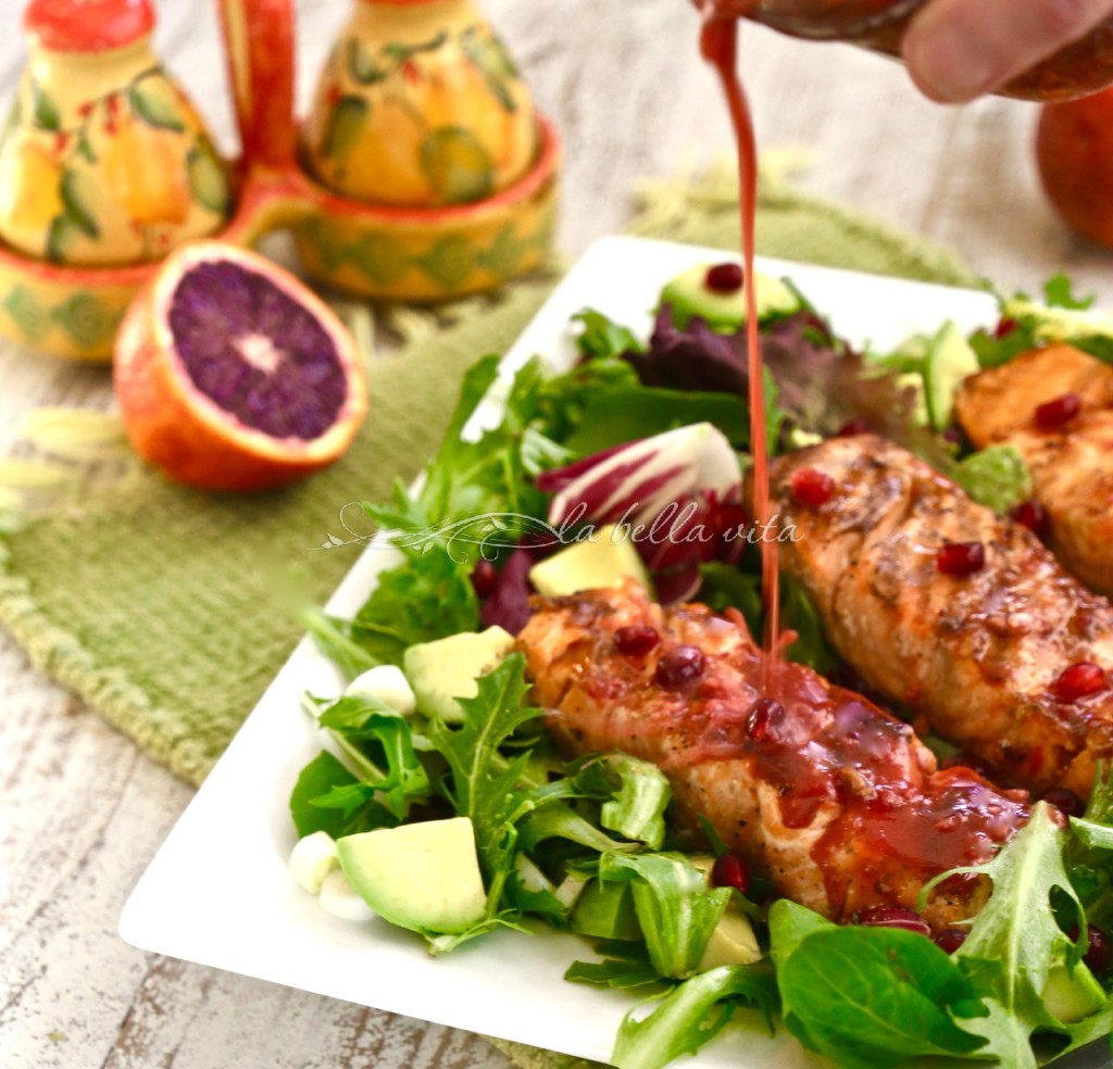 Blood Orange and Salmon Salad with Blood Orange Vinaigrette