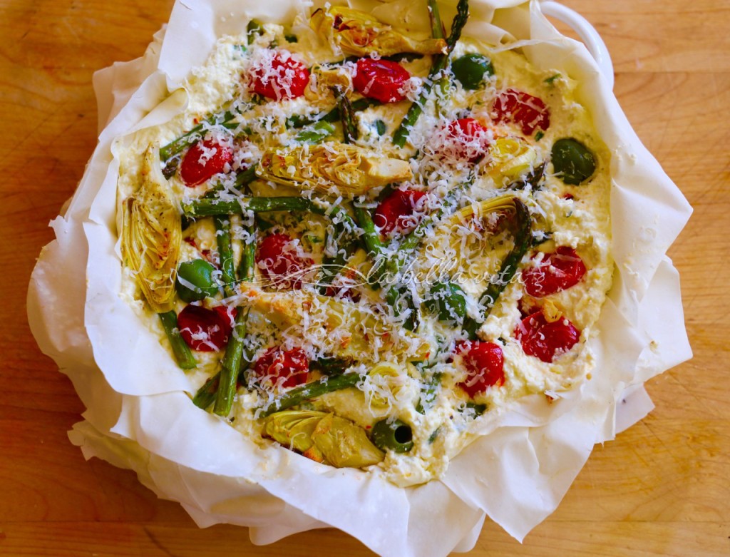 Italian Cheesy Artichoke and Asparagus Phyllo Pie