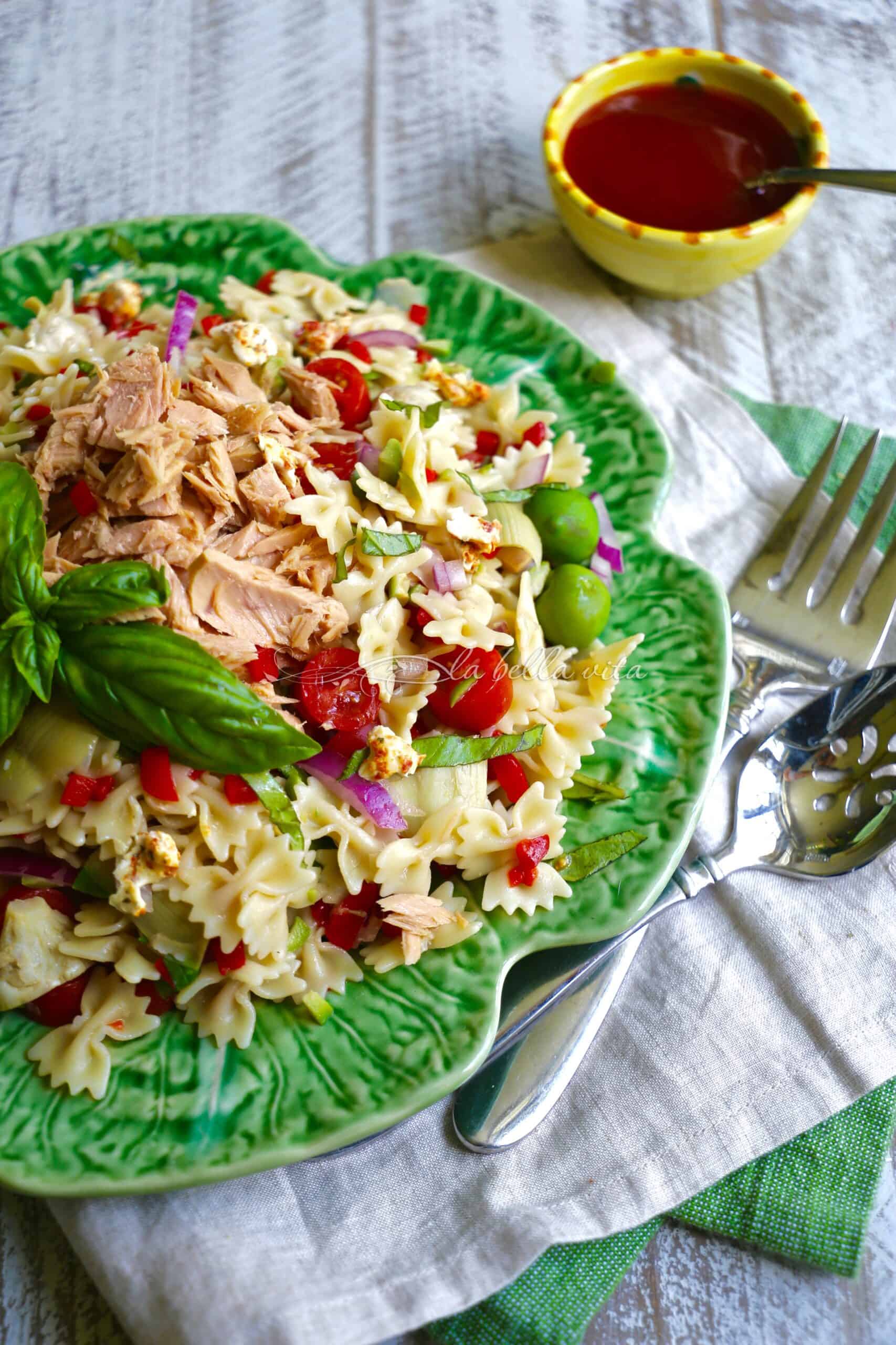 Tuna and Artichoke Pasta Salad with Sun-Dried Tomato Vinaigrette