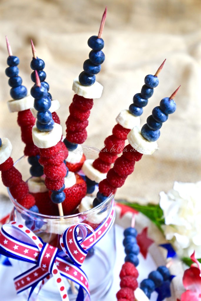 Red, White and Blue Fruit Kabobs #SundaySupper