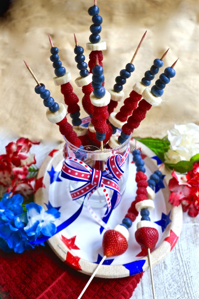 Red, White and Blue Fruit Kababs