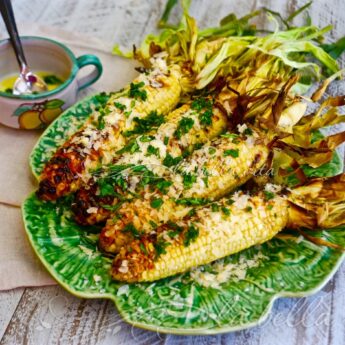 Grilled Italian Corn with Garlic-Basil Butter