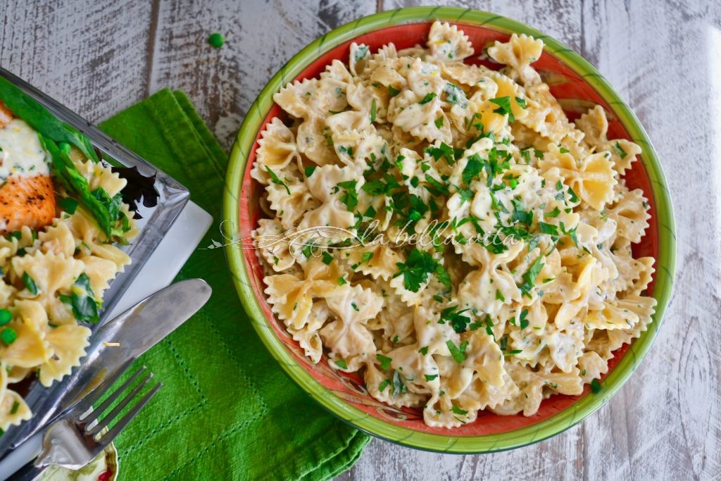 salmon peas and asparagus pasta lemon cream