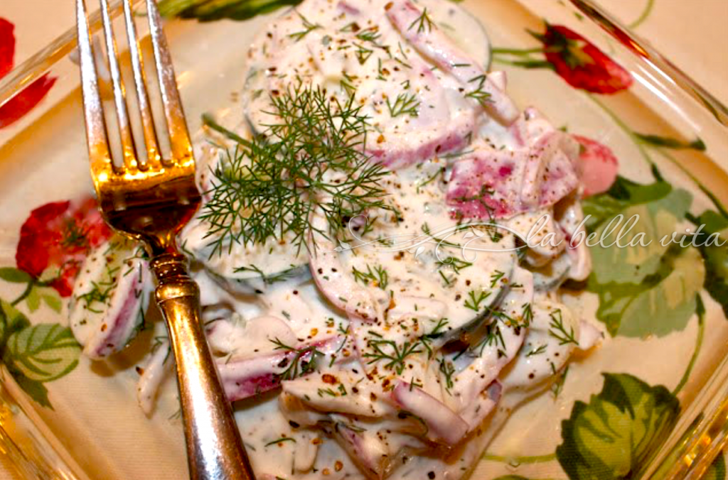 Creamy Cucumber Salad Kissed with Garlic