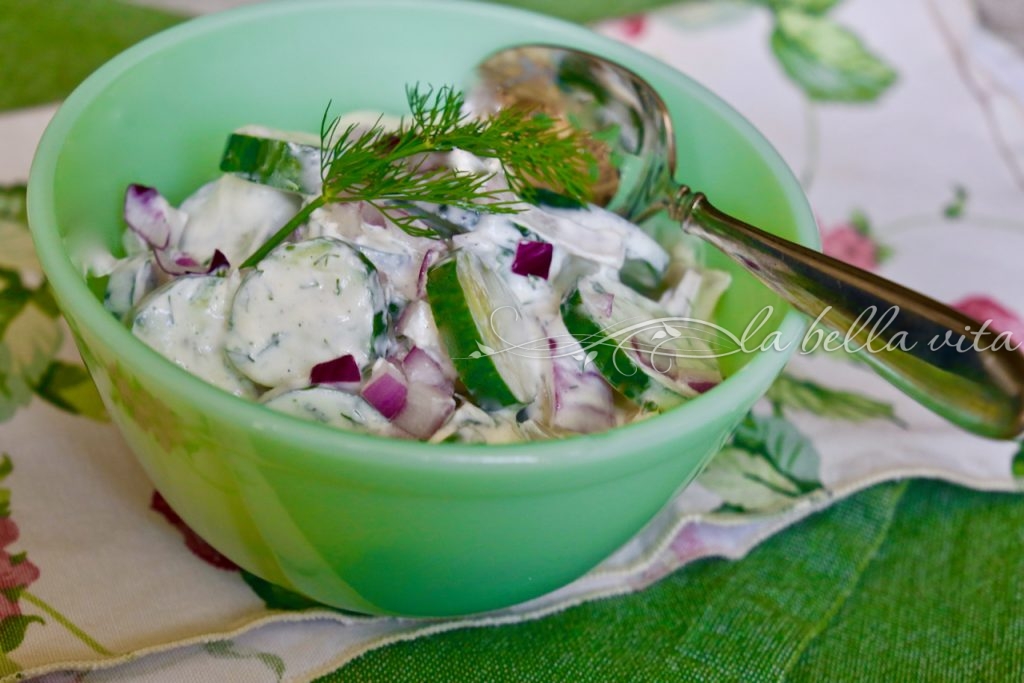 creamy cucumber salad kissed with garlic