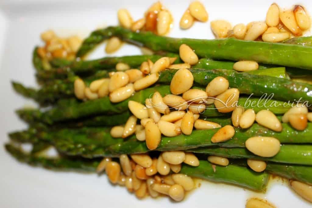 Brown Buttered Asparagus with Pignoli
