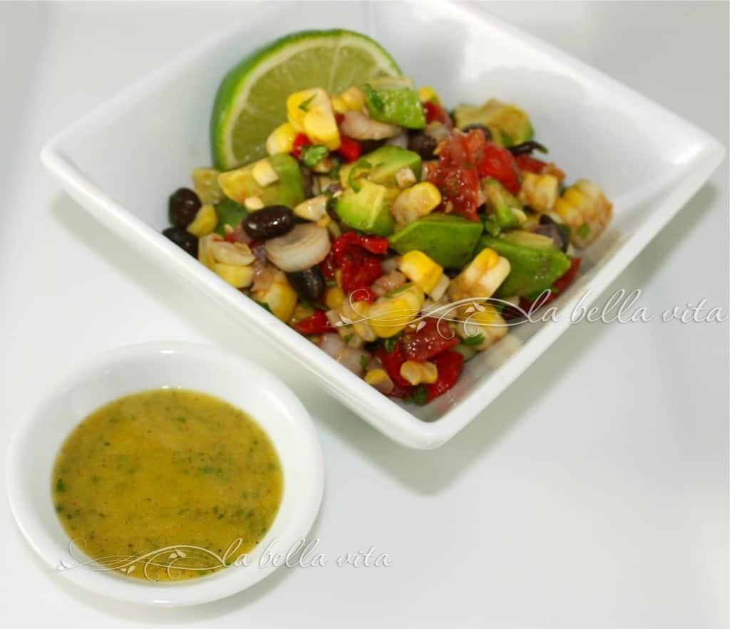 Grill-Roasted Corn, Black Bean and Avocado Salad with Cilantro Vinaigrette