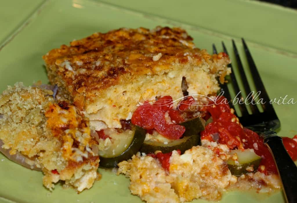 Tomato and Zucchini Gratin with Asiago and Pimento Cheese