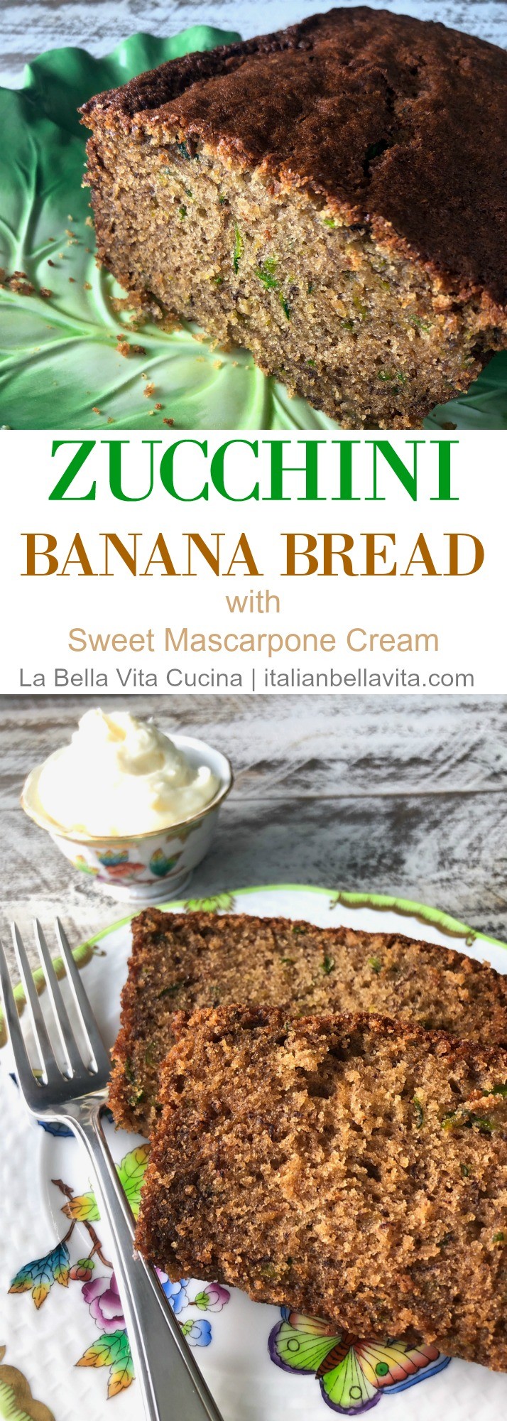 Zucchini Banana Bread with Sweet Mascarpone Cream