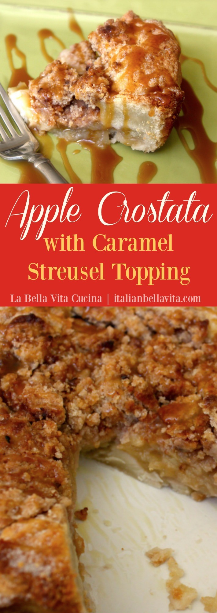 Rustic Apple Crostata with Caramel Streusel Topping