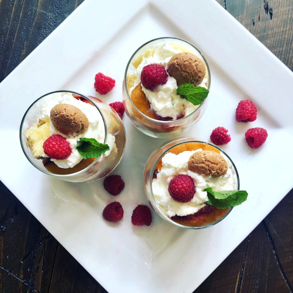 Peach Panettone Parfaits with Mascarpone Cream and Amaretti Cookies