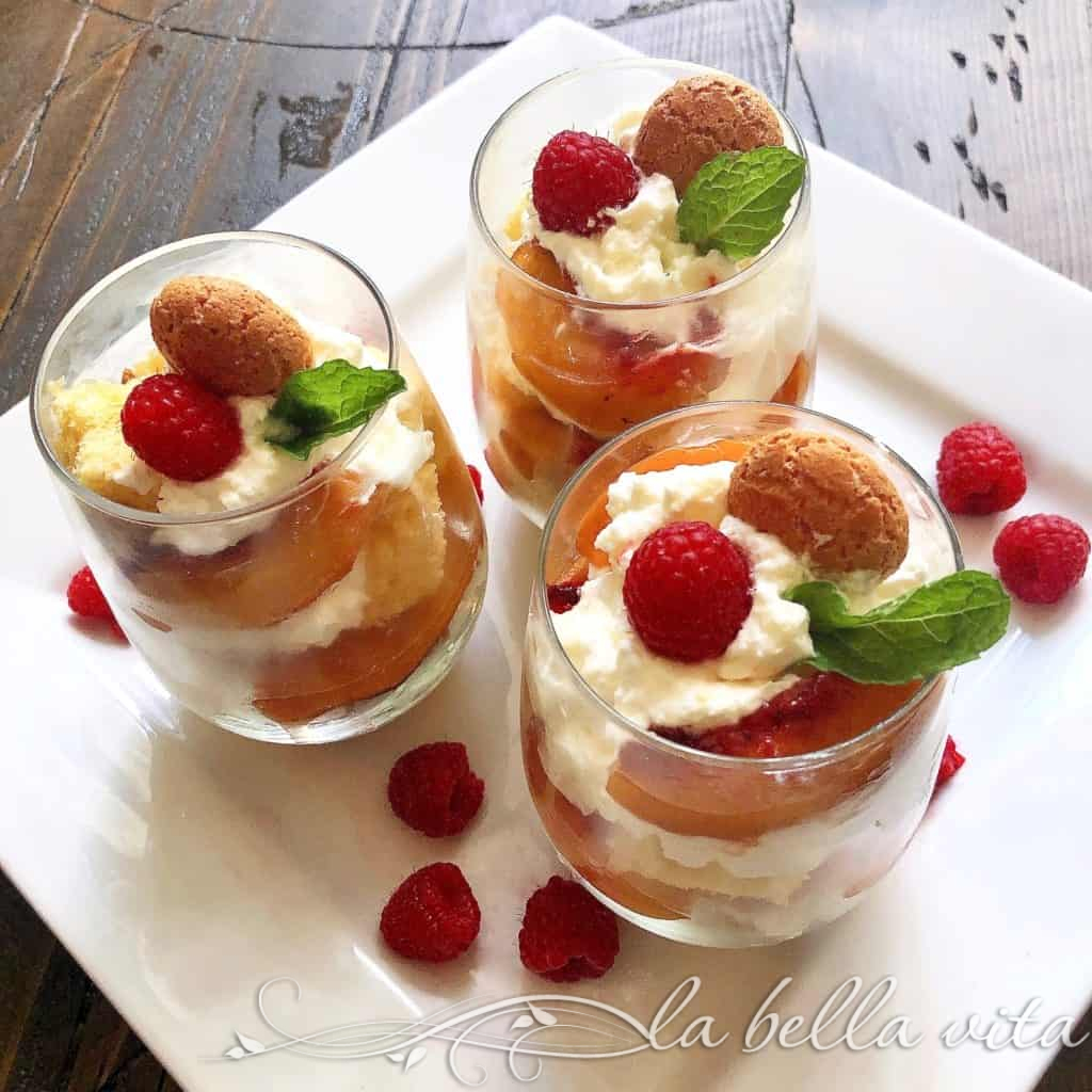 Peach Panettone Parfaits with Mascarpone Cream and Amaretti Cookies