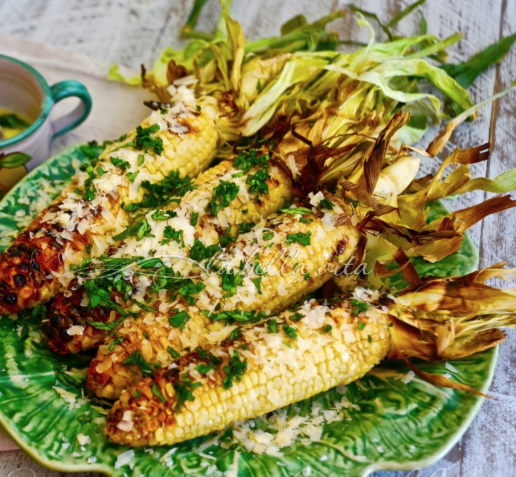 Grilled Italian Basil Buttered Corn on the Cob