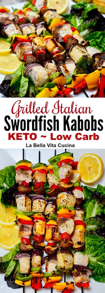 Keto Italian Grilled Swordfish Kabobs