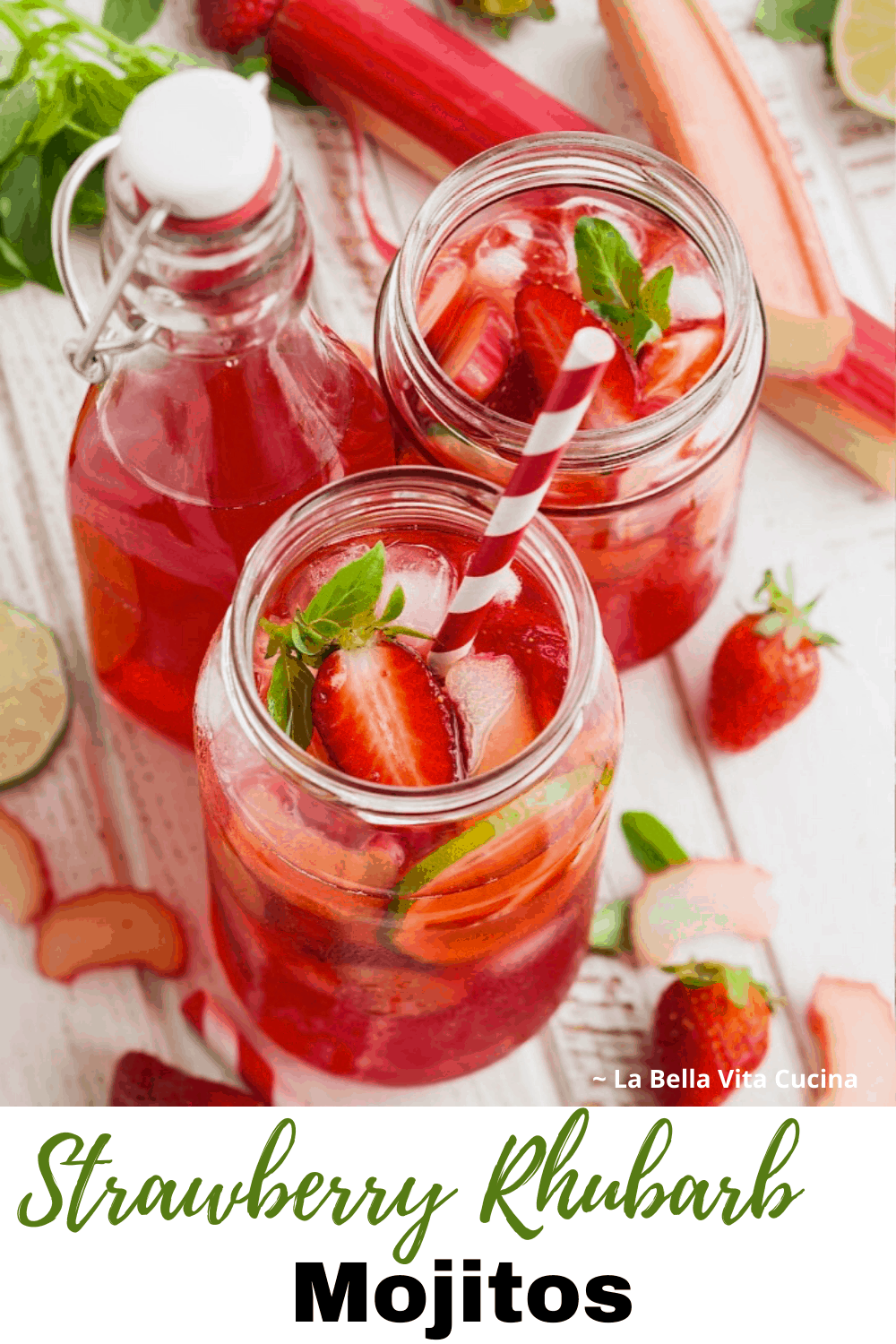 Strawberry Rhubarb Mojitos