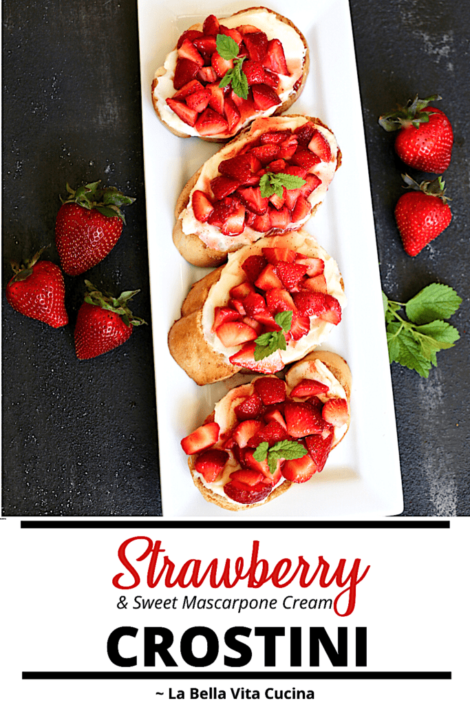 Strawberry with Sweet Mascarpone Cream Crostini